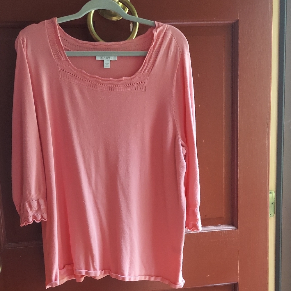 Roz & Ali Coral Scoop Neck Sweater